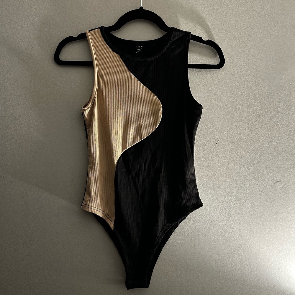 Two toned bodysuit, black and tan, Women’s size small
